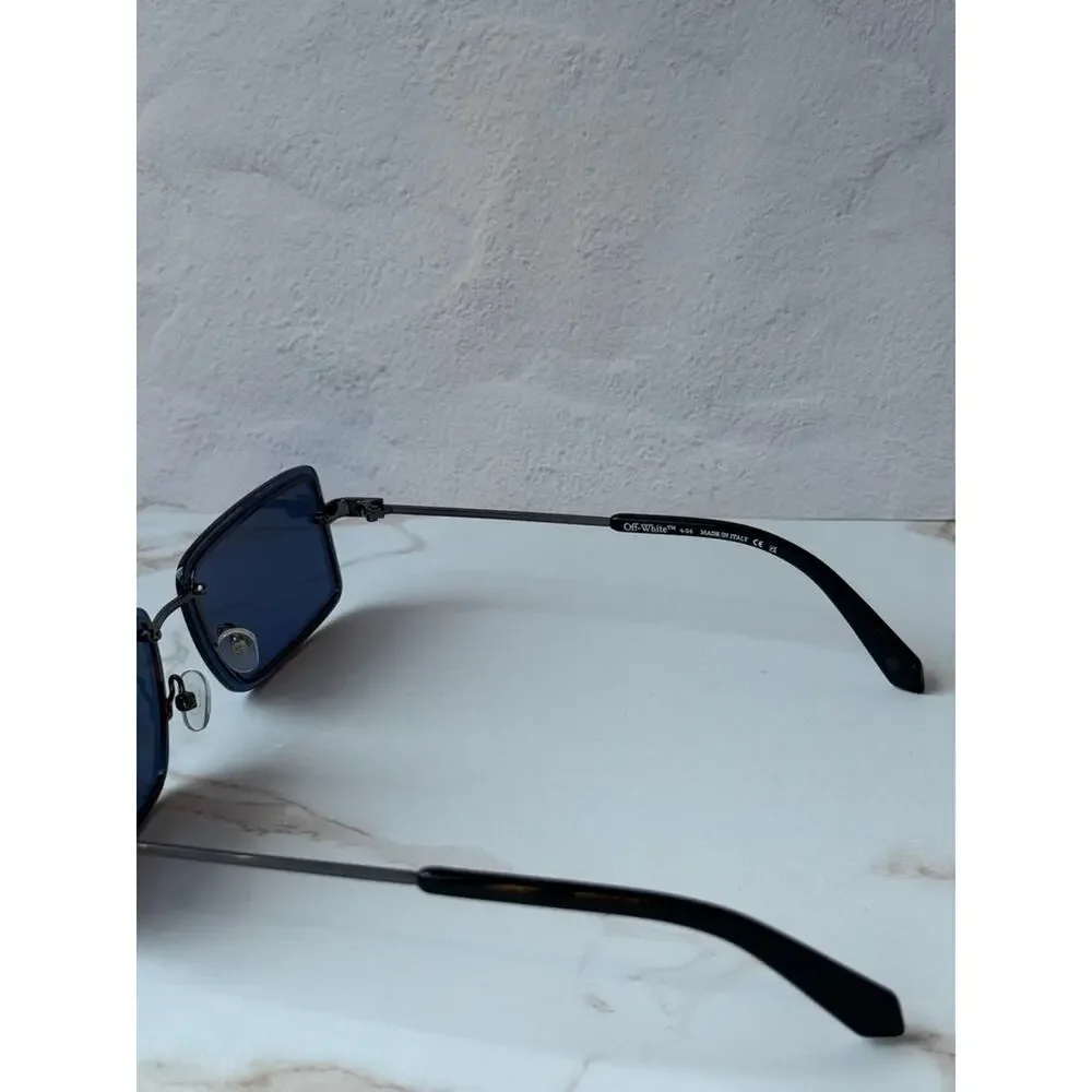 NEW Off White Tampa Gunmetal Blue Lens Unisex Sunglasses